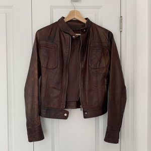 Brown Leather Moto jacket
